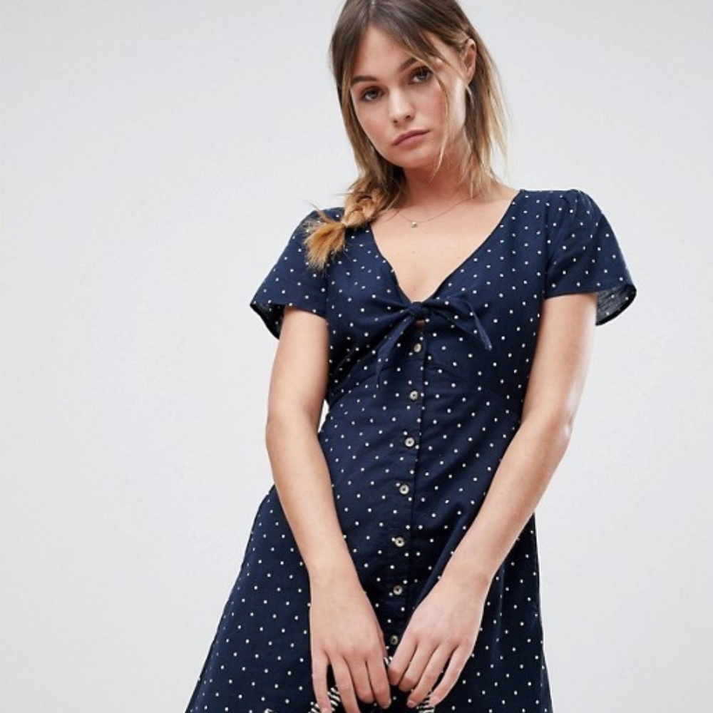 Abercrombie Knot Front Polka Dot Dress